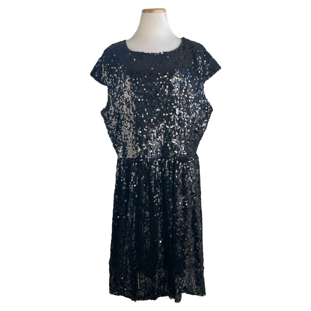 Red Dot Boutique Dress Black Sequin Plus Size 3x Short Length Elastic Waist